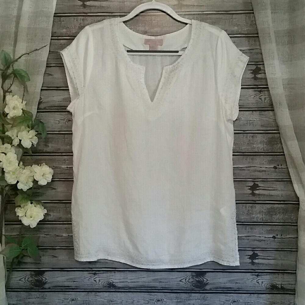 Saint Tropez West Linen Tunic Silver Embroidery
